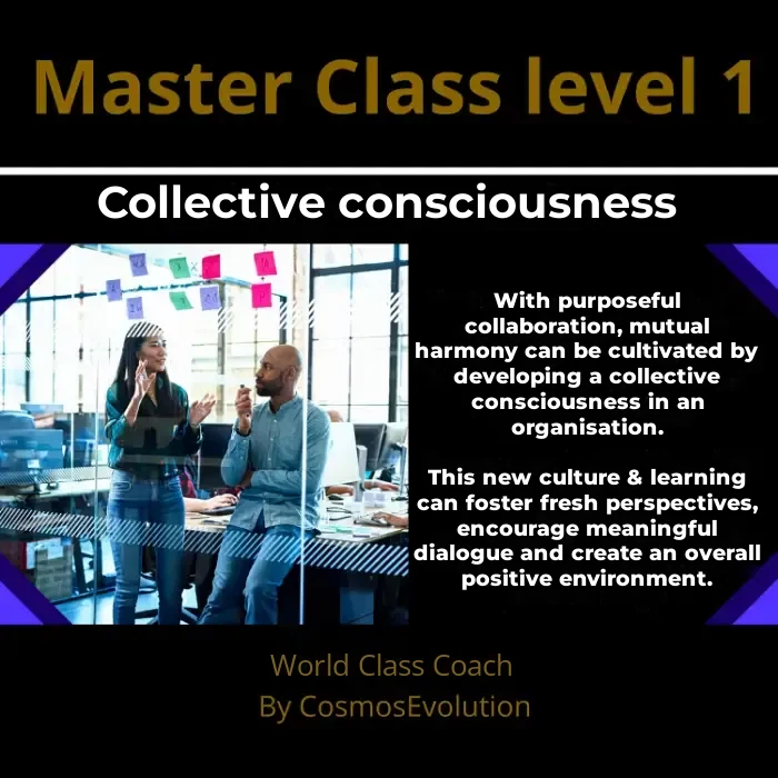 Master Class level 1: Two people working together in an office setting to develop collective consciousness through learning and dialogue.